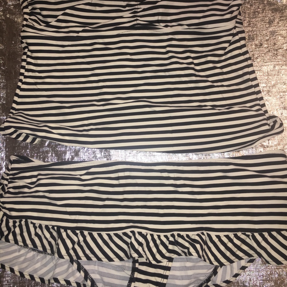 NORMA KAMALI STRIPED TANKINI SET